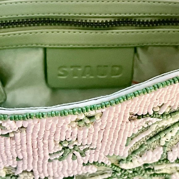 NWT Staud Beaded Tommy Shoulder Bag Clover Toile π Rare Find π - Picture 9 of 16